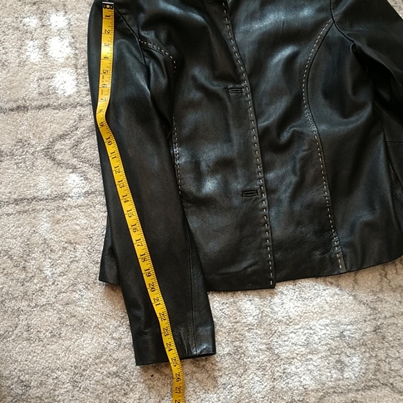 029 Style & Co Black Leather Jacket, - Picture 7 of 8
